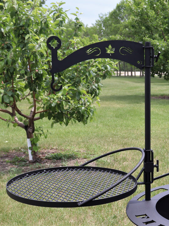 Swing-out Metal Fire Grill with Pot Holder